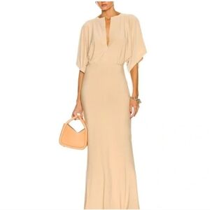 New Norma Kamali Obie Stretch Cream Maxi Dress- Medium